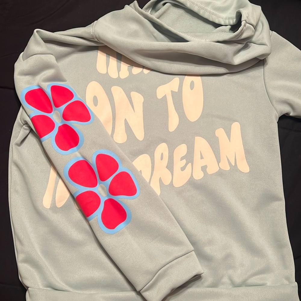 Mint, Cream, Red, and Blue Graphic Hoodie for Girls 11-12